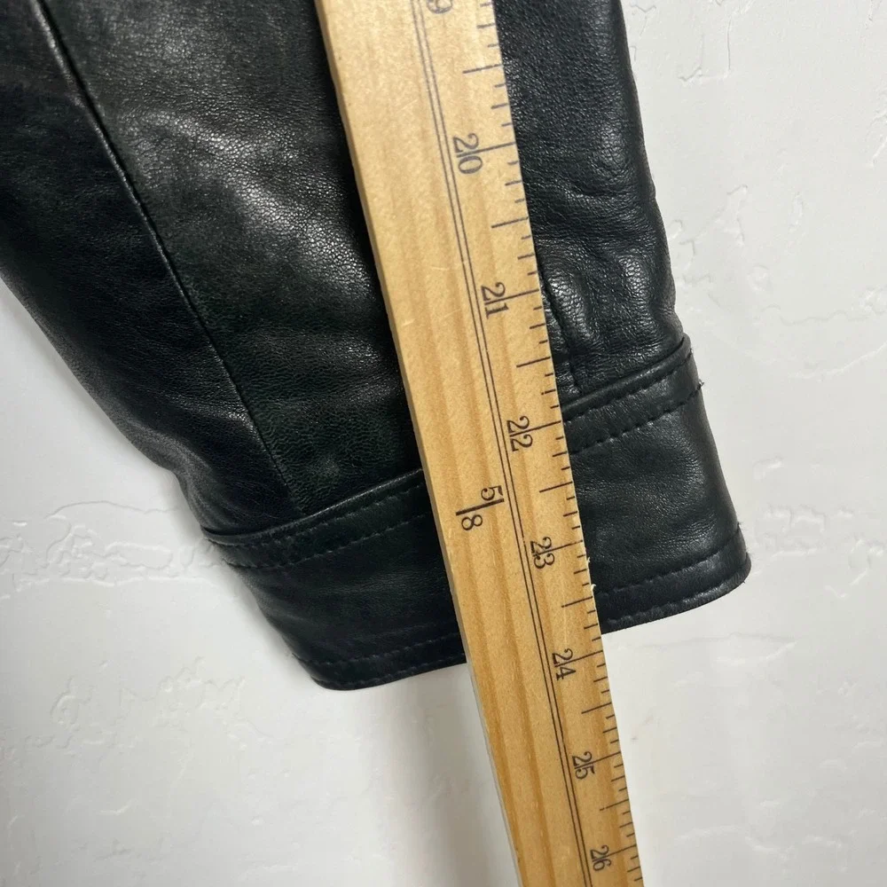 Banana Republic Mens Black Lamb Leather Cafe Racer Moto Jacket 970403 Large